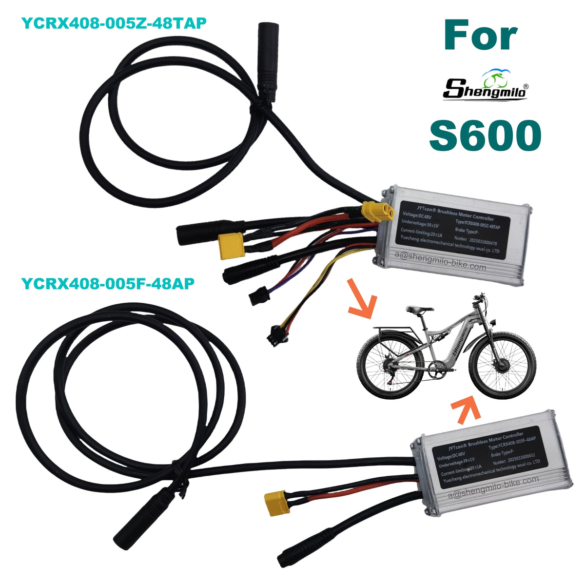 Official YCRX408-005Z-48TAP / YCRX408-005F-48AP 48V Controller Replacement for Shengmilo S600 Dual Motor Electric Bike