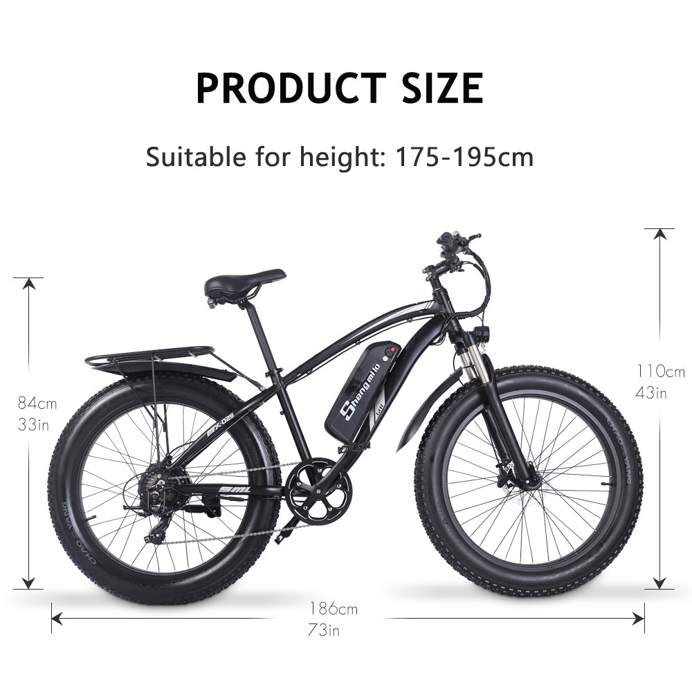 Shengmilo MX02S 26 Zoll Elektrofahrrad 1000W Herren Mountainbike Snowbike 48V17Ah Lithium Batterie 4.0 Fat Tire E-Bike Hydraulische Scheibenbremse