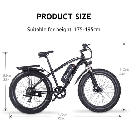 Shengmilo MX02S 26 Zoll Elektrofahrrad 1000W Herren Mountainbike Snowbike 48V17Ah Lithium Batterie 4.0 Fat Tire E-Bike Hydraulische Scheibenbremse