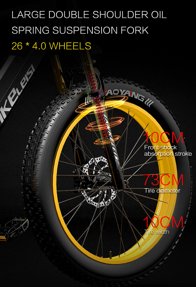 RV700 1000W 48V 16Ah Kraftfull elektrisk cykel 26 Inch Beach Bike Mountain Bike Upgraded Oil Spring Downhill Fork Dual Suspension