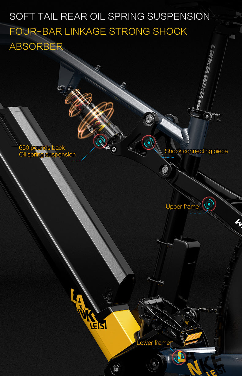RV700 1000W 48V 16Ah Kraftfull elektrisk cykel 26 Inch Beach Bike Mountain Bike Upgraded Oil Spring Downhill Fork Dual Suspension